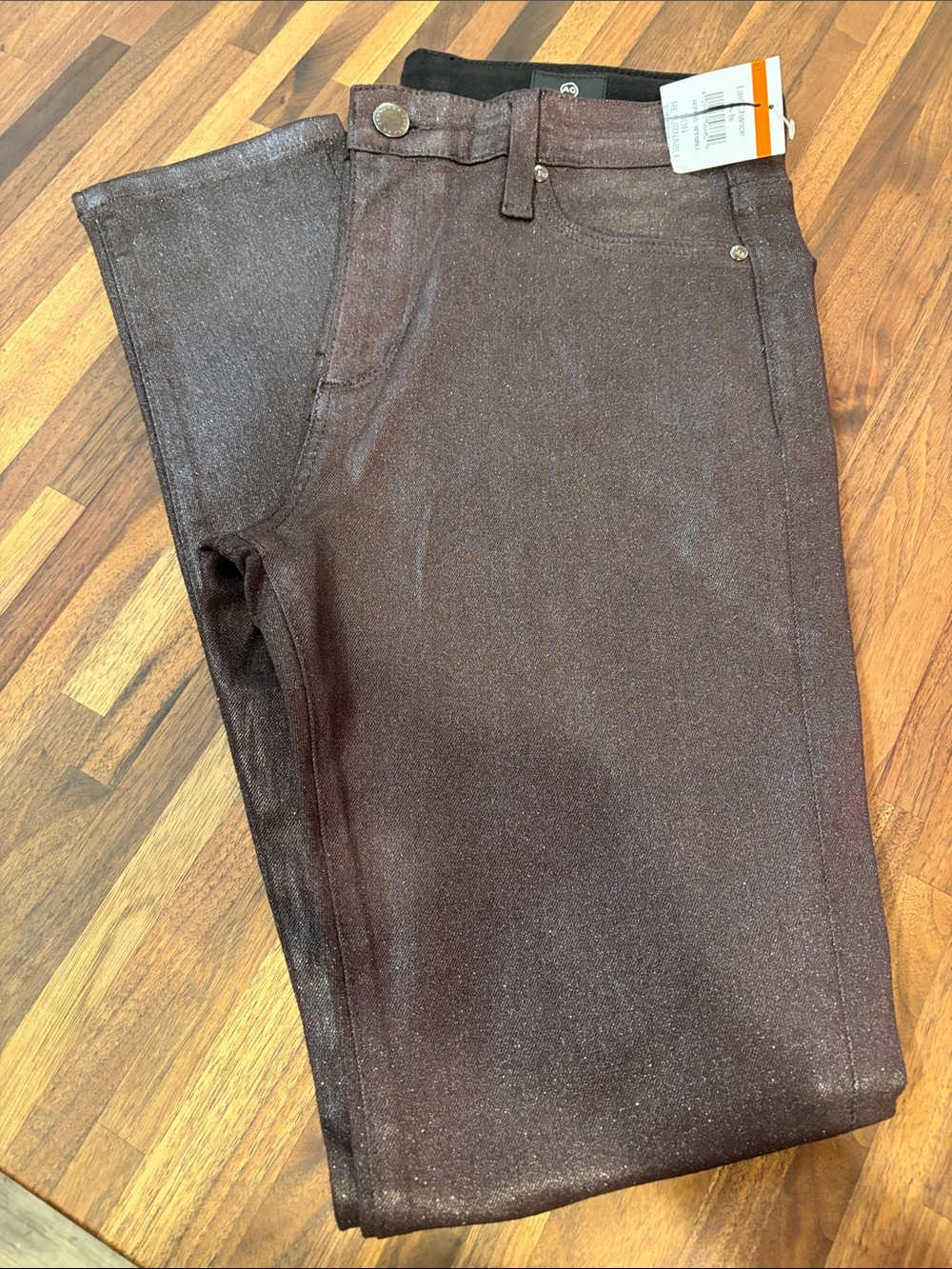 AG Adriano Goldschmied Metallic Brown Skinny Jeans